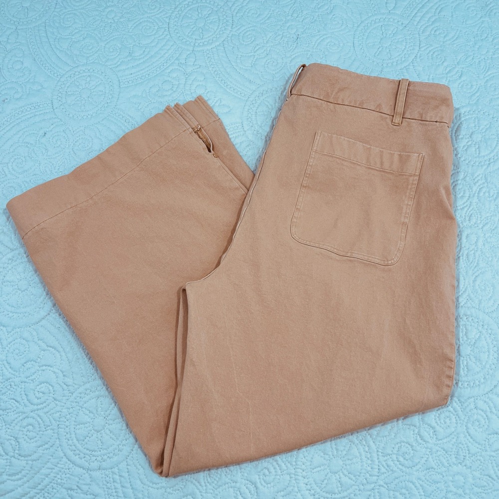 Lysse New York Womens XL‎ Peachy Tan Wide Leg Crop Pants High Rise Stretch